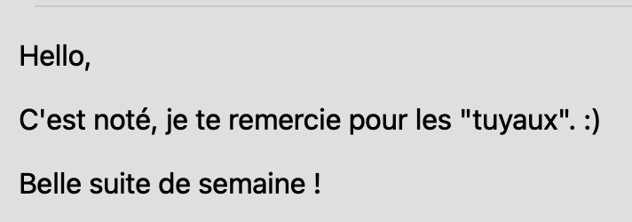 Merci pour les tuyaux